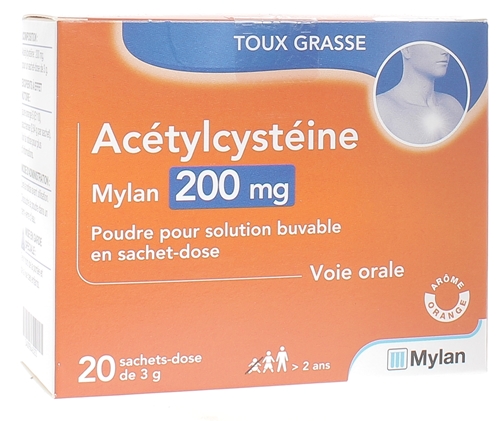 Acétylcystéine Mylan 200mg - 20 sachet-doses
