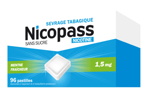 Nicopass sans sucre menthe fraicheur 1,5mg pastilles à sucer - boite de 96 pastilles