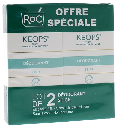Déodorant stick Keops Roc - lot de 2 sticks de 40 ml