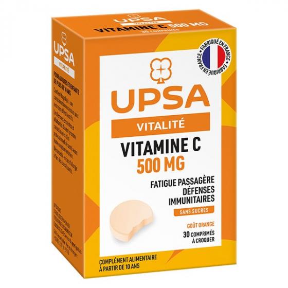 Vitamine C 500mg goût orange UPSA - fatigue passagère - 30 comprimés