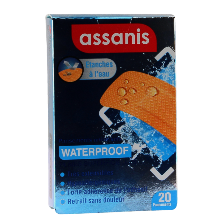 Wasserfeste Pflaster für oberflächliche Wunden Assanis - Packung mit 20 Pflastern
