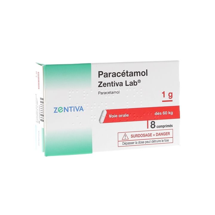 Paracetamol 1000 mg Zentiva Lab - Packung mit 8 Tabletten