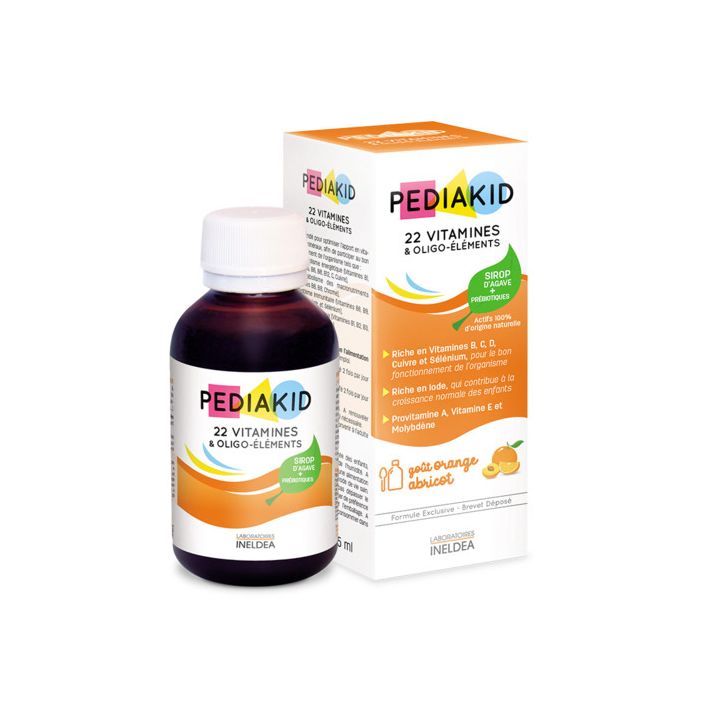 Pediakid 22 Vitamine und Spurenelemente Geschmack Orange Aprikose - Flasche mit 125 ml