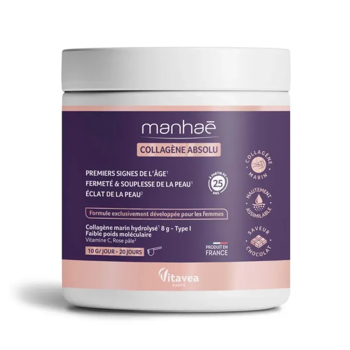 Manhaé absolutes Kollagen Schokoladengeschmack Vitavea - 200g Dose