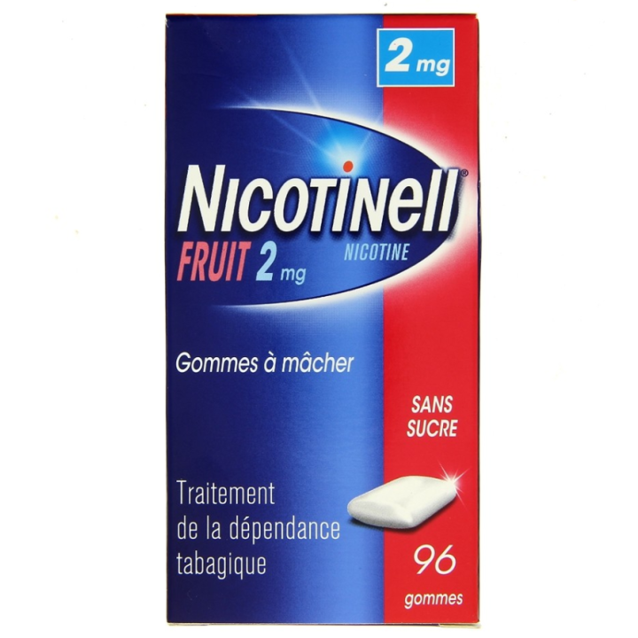 Nicotinell Frucht 2mg zuckerfreie Kaugummis - Packung mit 96 Kaugummis