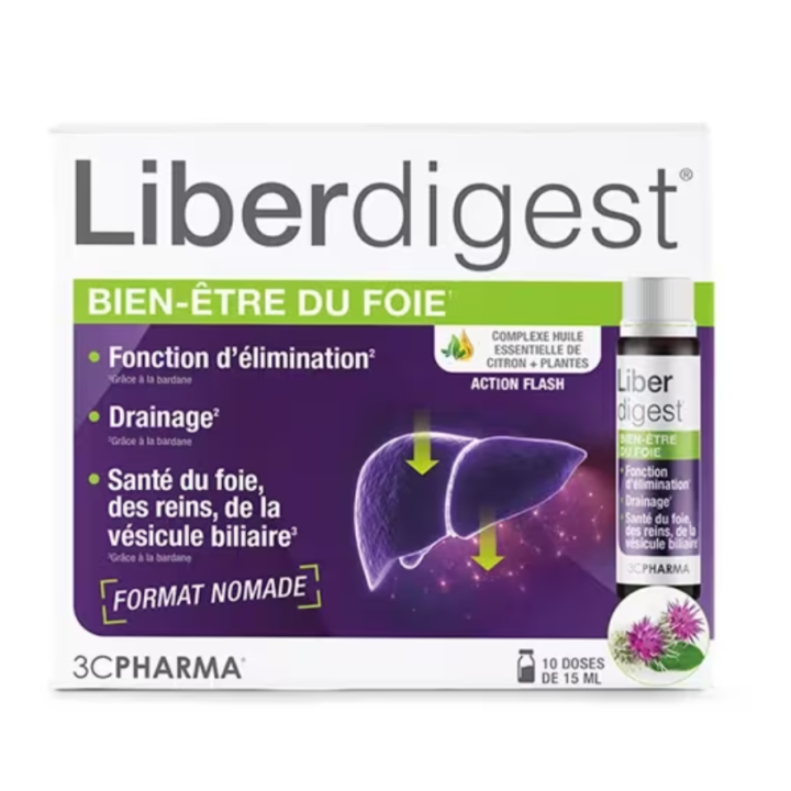 Liberdigest Wohlbefinden der Leber 3C Pharma - Packung mit 10 Dosen zu je 15 ml