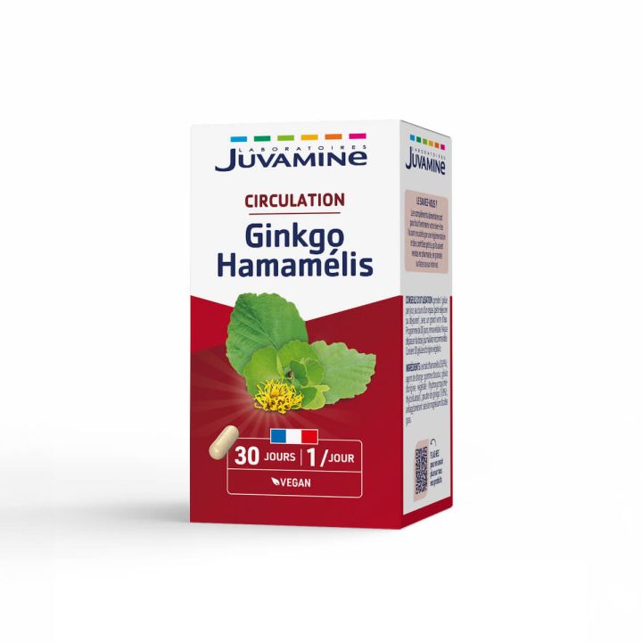 Zirkulation Ginkgo Hamamelis Juvamine - Packung mit 30 Kapseln