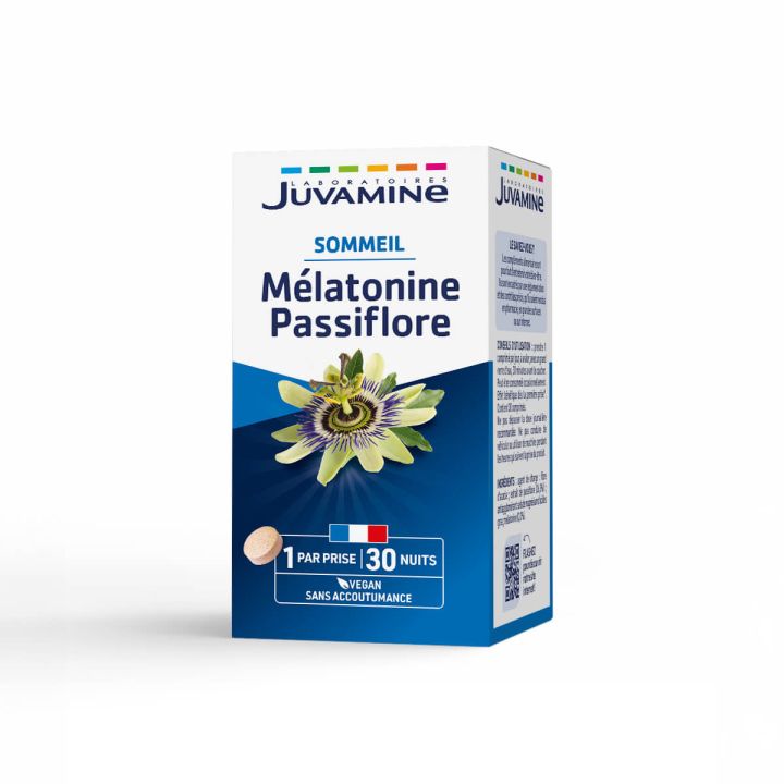 Melatonin Passionsblume Schlaf Juvamine - Packung mit 30 Tabletten