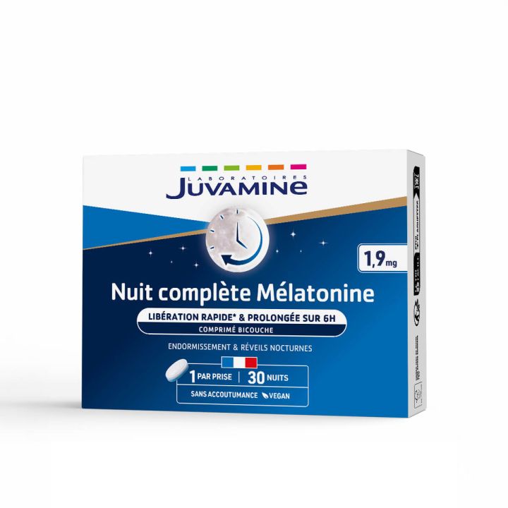 Nachtkomplett Melatonin Juvamine - Packung mit 30 Tabletten