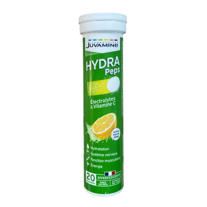 Hydra Peps Zitronenaroma Juvamine - Tube mit 20 Brausetabletten