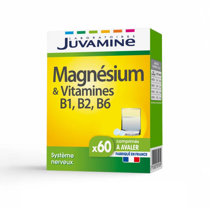 Magnesium & Vitamine B1 B2 B6 Juvamine - Packung mit 60 Tabletten