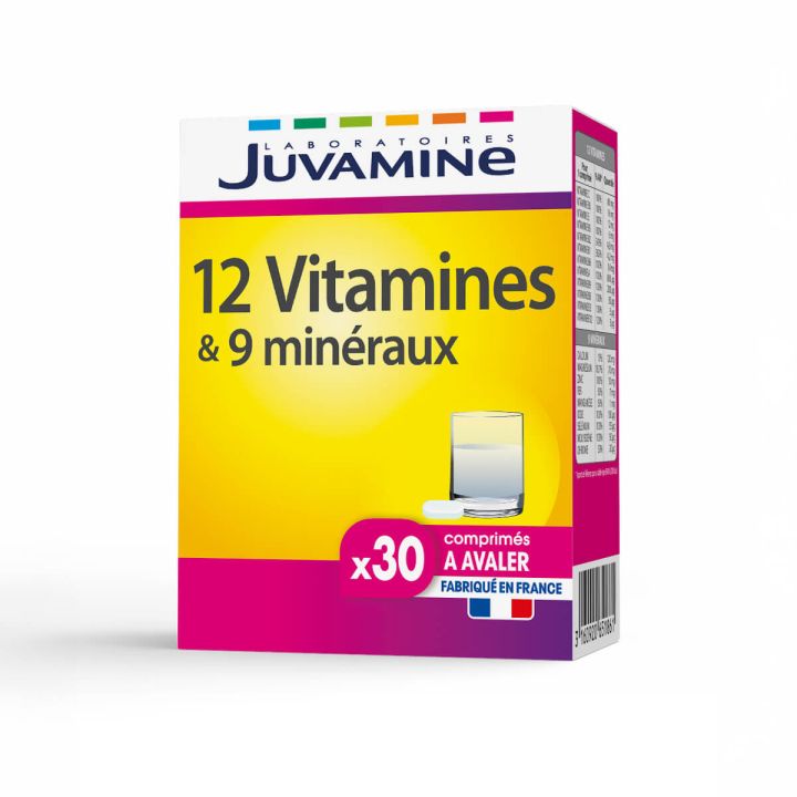 12 Vitamine und 9 Mineralstoffe Juvamine - Packung mit 30 Tabletten