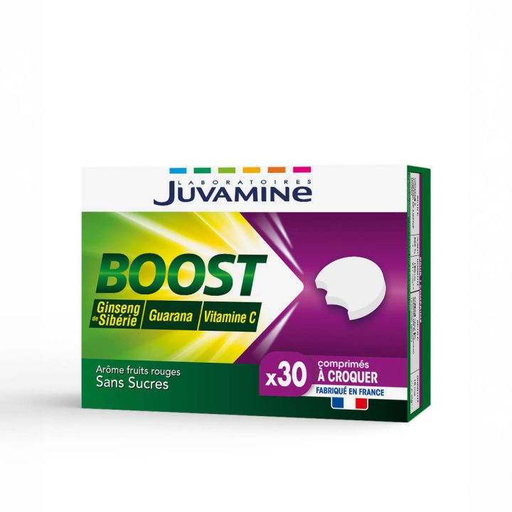 Boost Ginseng Guarana Vitamin C Juvamine - Packung mit 30 Kaudabletten