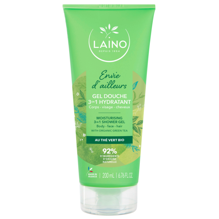 Duschgel 3 in 1 feuchtigkeitsspendend mit Bio-Grüntee Laino - Tube mit 200 ml
