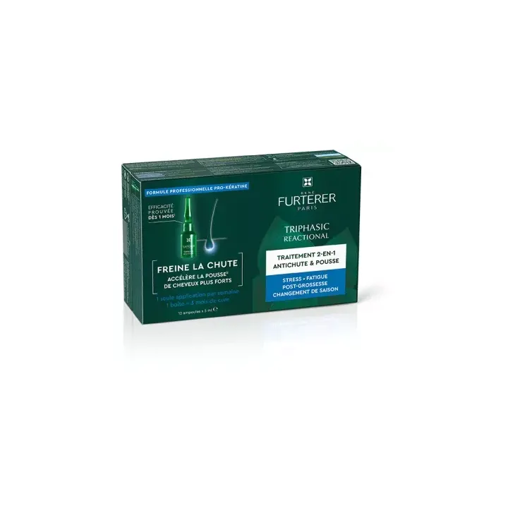 Triphasic Reactional Behandlung 2in1 gegen Haarausfall und Haarwachstum René Furterer - Box mit 12 Ampullen à 5ml