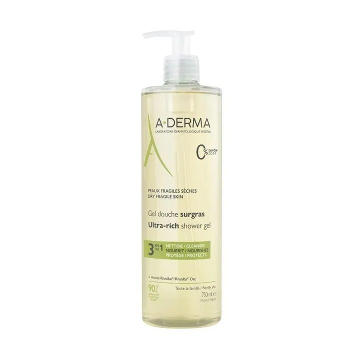 Überfettete Duschgel A-Derma - Pumpflasche 750ml