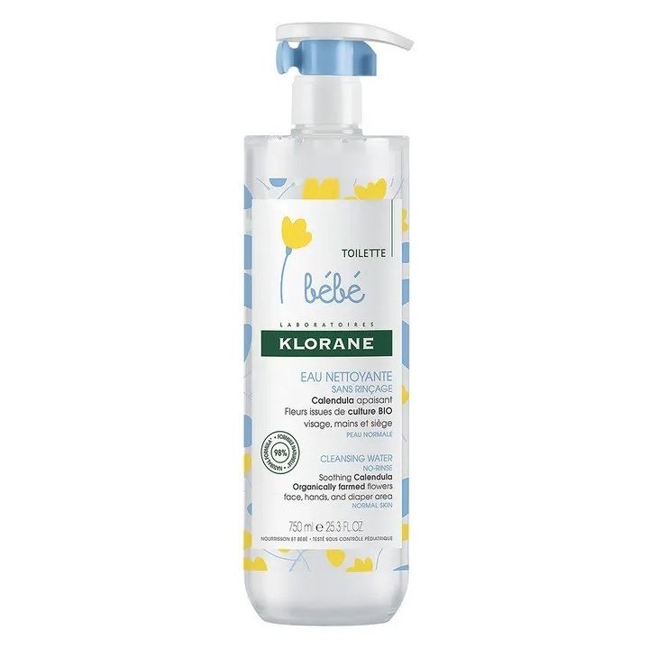 Reinigendes Wasser ohne Abspülen Klorane Baby - Flasche 750 ml