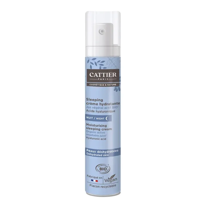 Sleeping Creme feuchtigkeitsspendend für dehydrierte Haut bio Cattier - Pumpflasche 50ml