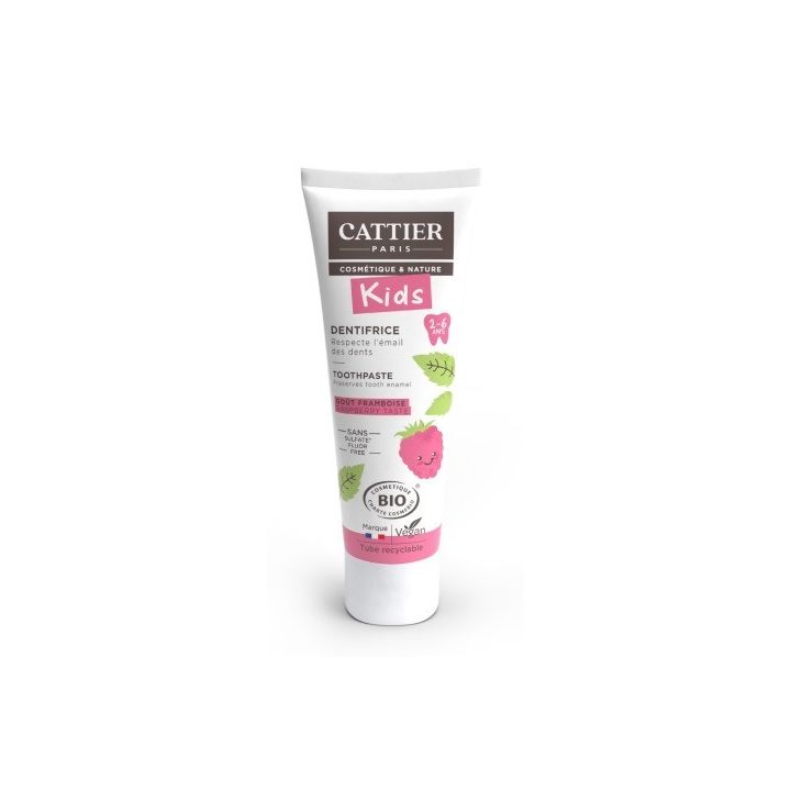 Bio-Zahnpasta 2-6 Jahre Himbeergeschmack Cattier - Tube 50ml