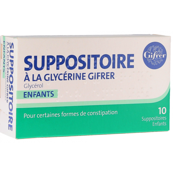 Glycerin Zäpfchen für Kinder Gifrer - Packung mit 10 Zäpfchen