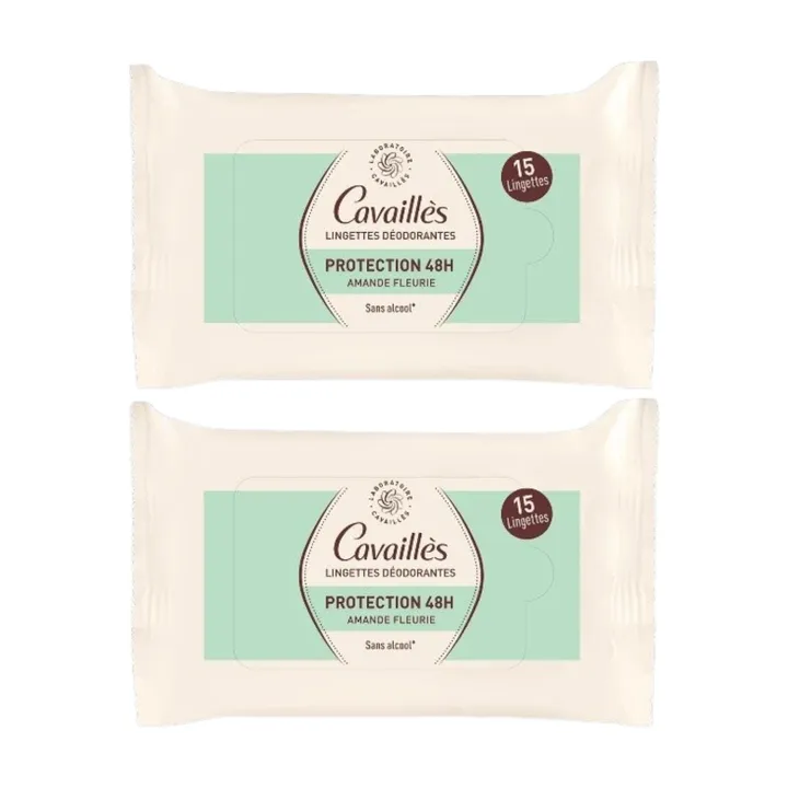 Sonderangebot 2x15 Deodorant-Tücher Schutz 48h Rogé Cavaillès - 2 Packungen mit 15 Tüchern