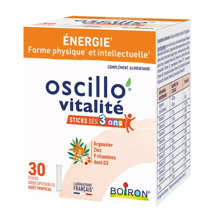 Oscillo Vitalität Energie Boiron - Packung mit 30 Sticks