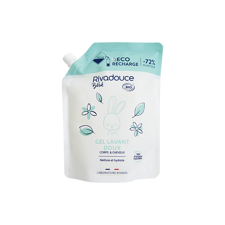 Sanftes Bio-Waschgel für Babys von Rivadouce - Nachfüllpackung mit 750 ml