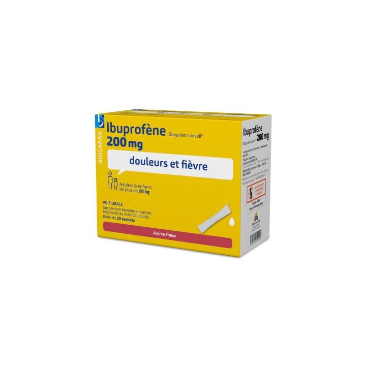 Ibuprofen Biogaran Ratschlag 200 mg orale Suspension - Packung mit 20 Beuteln