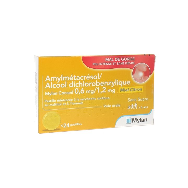 Amylmetacresol / Dichlorbenzylalkohol Honig Zitrone Mylan Beratung - Packung mit 24 Pastillen