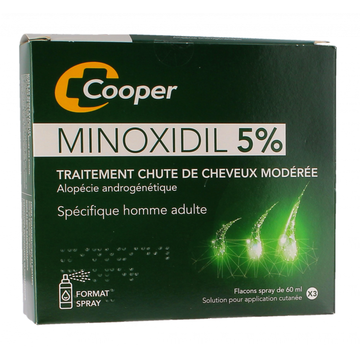 Minoxidil 5% Haarausfall Männer Cooper - Packung mit 3 Sprays à 60 ml
