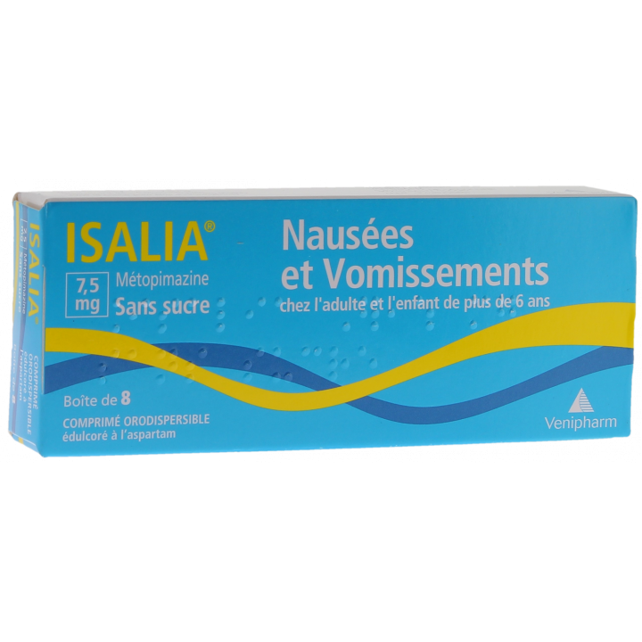 Isalia 7,5 mg Übelkeit und Erbrechen - Packung mit 8 orodispersiblen Tabletten