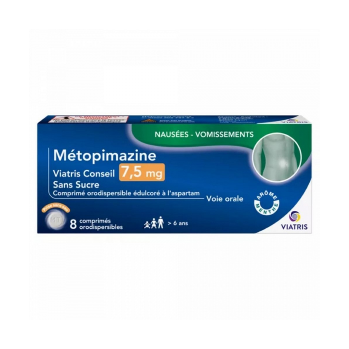 Metopimazin 7,5 mg Viatris - Packung mit 8 orodispersiblen Tabletten