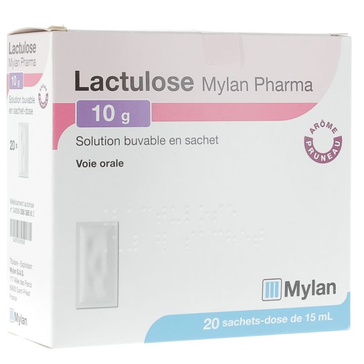 LACTULOSE MYLAN 10 g/15 ml Lösung zum Einnehmen in Beuteln mit Pflaumengeschmack - Packung mit 20 Dosen