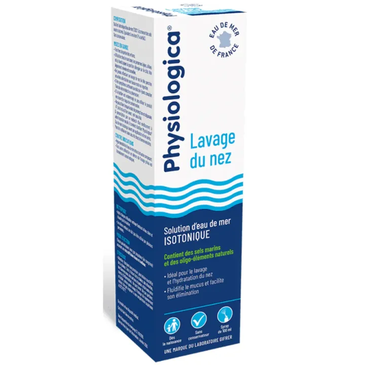 Physiologica Nasenspülung isotonische Meerwasserlösung Gifrer - Spray mit 100 ml