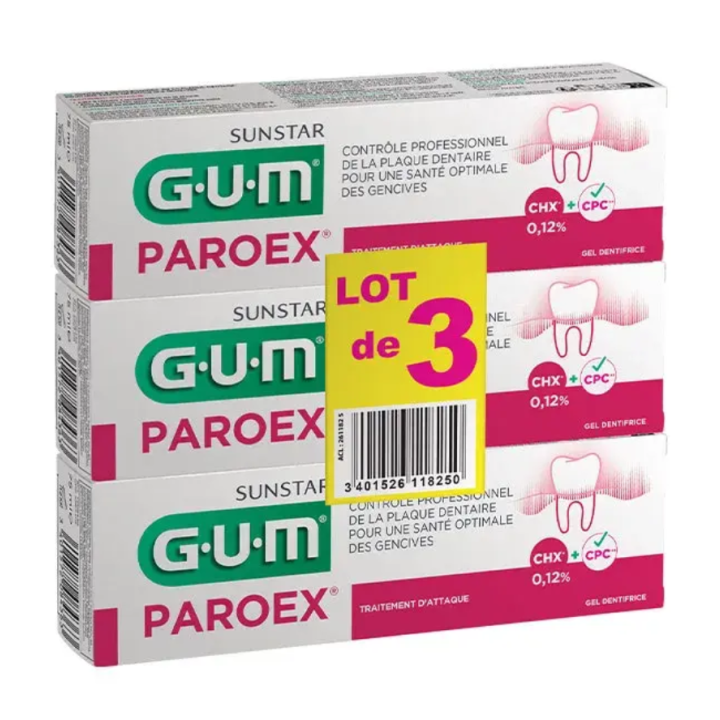 Paroex Zahnpasta zur Bekämpfung von Zahnbelag - 2 Tuben à 75ml + 1 gratis