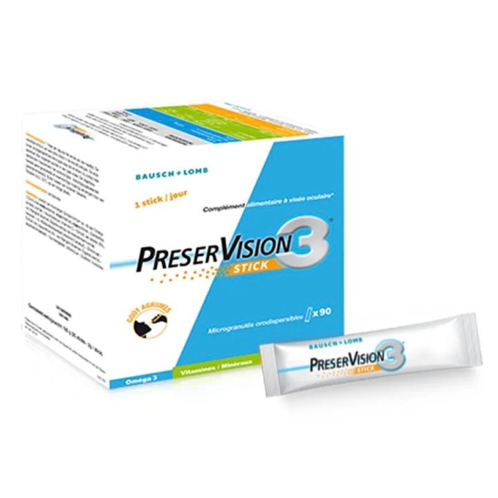 PreserVision 3 zur Augenpflege Bausch & Lomb - Packung mit 90 orodispersiblen Sticks