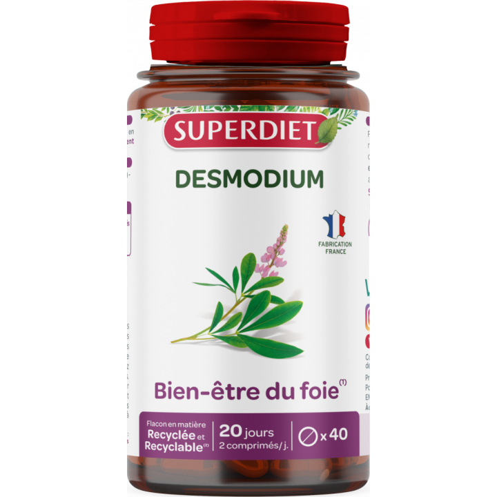 Desmodium Wohlbefinden der Leber Super Diet - Packung mit 40 Tabletten
