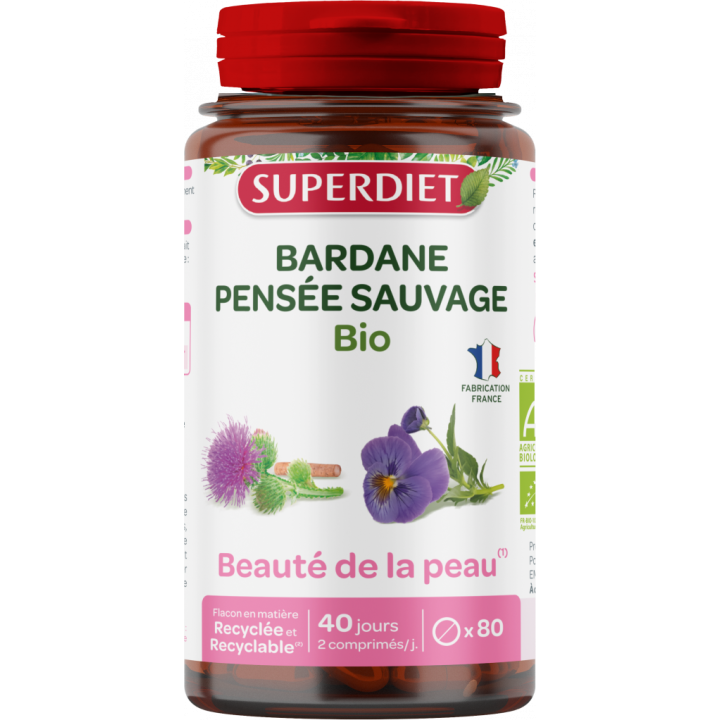 Bardane wilde Gedanken Schönheit der Haut BIO Superdiet - Dose mit 80 Tabletten