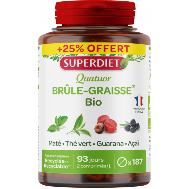 Bio Fettverbrennungs-Quartett Super Diet - 187 Tabletten Dose + 25% geschenkt