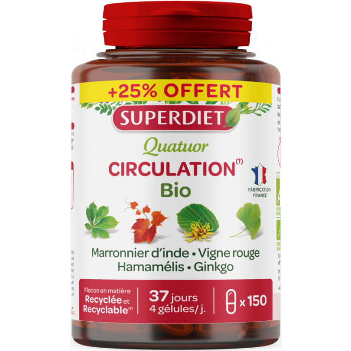 Quatuor Circulation bio Super Diet - Packung mit 150 Tabletten