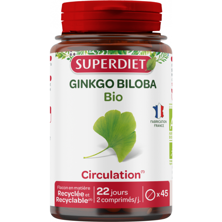 Ginkgo biloba bio Super Diet - Packung mit 45 Tabletten