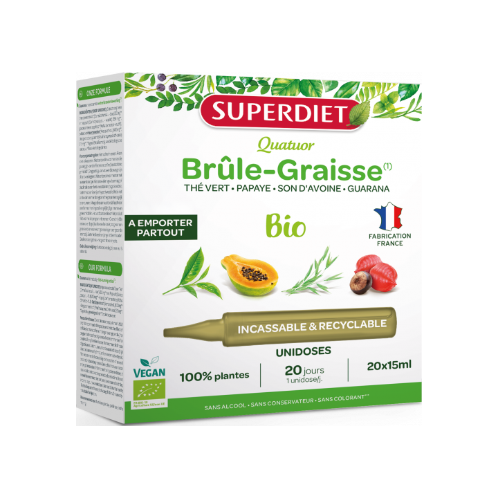 Bio-Fettverbrenner-Quartett Superdiet - Box mit 20 Einzeldosen à 15 ml