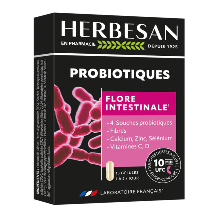 Probiotika Darmflora Herbesan - Packung mit 15 Kapseln
