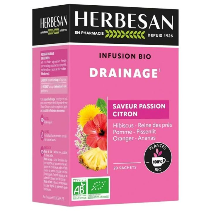 BIO Entgiftungstee mit Passionsfrucht-Zitronen-Geschmack von Herbesan - 20 Beutel pro Packung