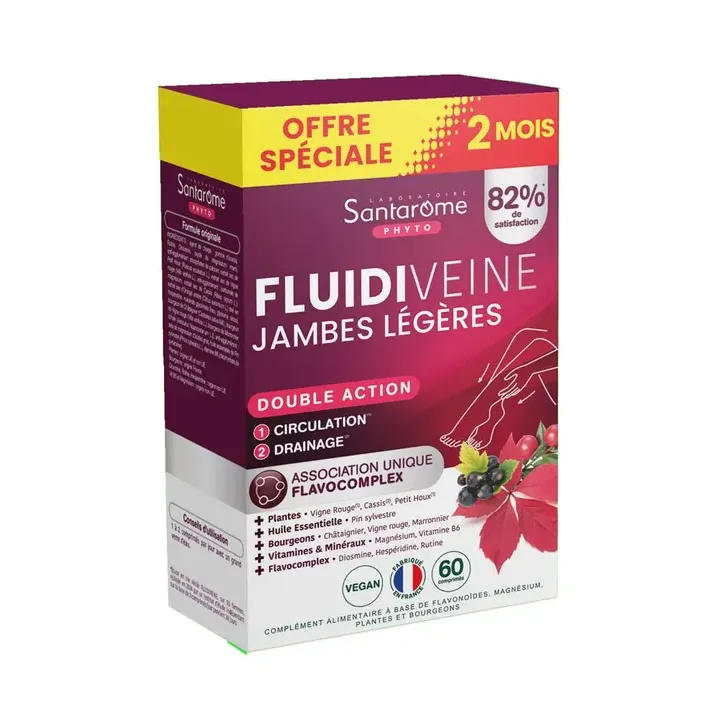 Fluidiveine leichte Beine Santarome - Sonderangebot 2 Monate 60 Tabletten