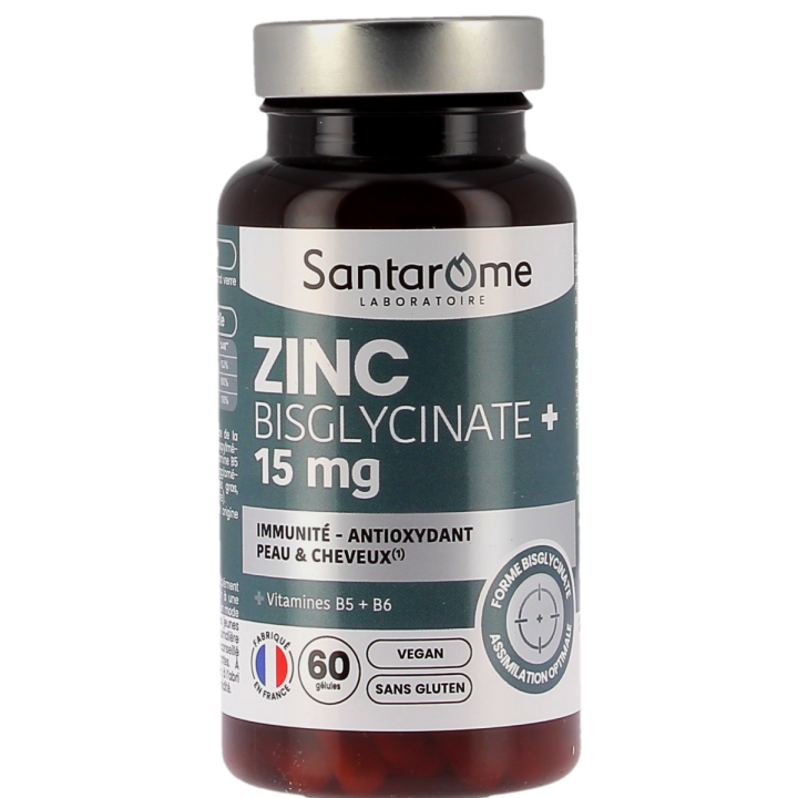 Zink Bisglycinat+ 15mg Santarome - Dose von 60 Kapseln
