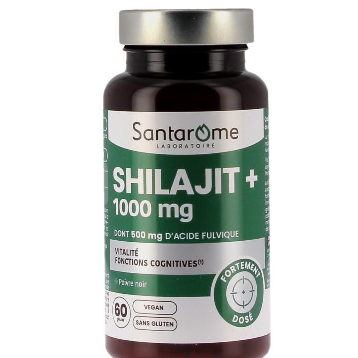 Shilajit+ 1000mg davon 500mg Fulvinsäure Santarome - Dose mit 60 Kapseln