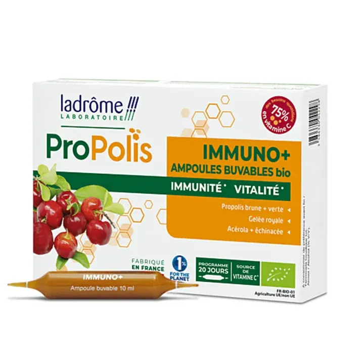Propolis Immuno+ bio Ladrôme - Packung mit 20 Ampullen zu 10 ml