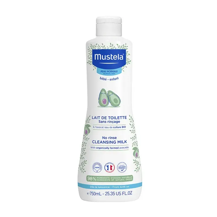 Mustela Reinigungswasser ohne Abspülen für normale Haut von Babys und Kindern - Flasche mit 750 ml