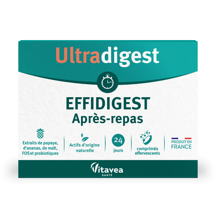 Ultradigest Effidigest nach dem Essen Vitavea - Packung mit 24 Brausetabletten